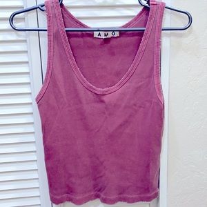 AMO Crop Rib Tank Pink Rosē